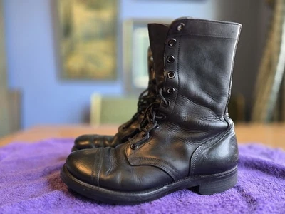 Vintage Dated 1950 Endicott Johnson Cap Toe Jumper Boots Black Size 8 E - Image 1 of 4