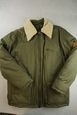 Filson Goose Down Green Jacket Mens XL Quilted Sherpa Fur Collar - Image 1 of 4
