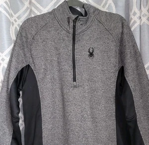 Spyder Jacket Mens XL Gray Hiking Logo Outdoors Sweater Grid Heavy Coat Camping - Picture 1 of 7