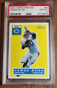 JAMES ALLEN 2001 TOPPS HERITAGE # 96 PSA 10 GEM MINT BEARS POP 1 - Foto 1 di 2