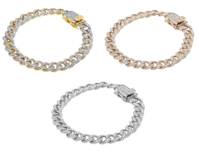 One Row 3 CT Real Diamond Miami Cuban Link Bracelet Gold       9mm      8" - Image 1 of 4