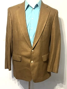 Men's Lord & Taylor Signature Collection Brown Woven/Linen Sport Coat Blazer 42L - Picture 1 of 15