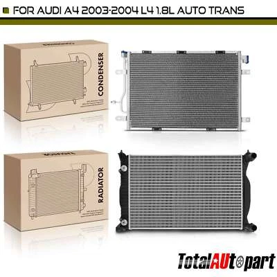 Nuevo kit de refrigeración de radiador y condensador de CA para Audi A4 2003-2004 L4 1,8 L flujo cruzado Foto 1 de 4