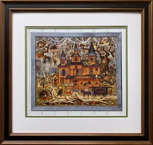 Charles Wysocki "Sweetheart Hotel" New FRAMED Art Halloween Witch Ghost - Picture 1 of 3