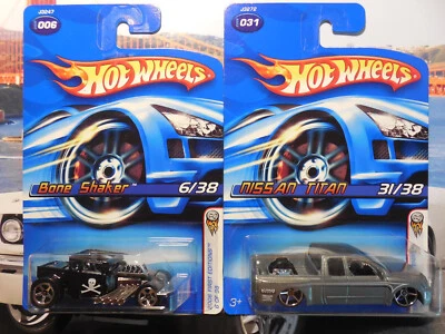 Hot Wheels 2006 Primeras Ediciones LOTE 2 Gris Nissan Titan BLACK BONE SHAKER FREE SH Foto 1 de 4