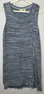 anthropologie Holding Horses Fringe Sweater Dress Small Blue Sleeveless Western - Picture 1 of 6