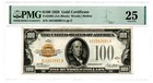 Fr. 2405 (AA Block) 1928 $100 Gold Certificate Note PMG Very Fine 25