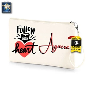 POCHETTE ASTUCCIO SEGUI IL TUO CUORE  REGALO NATALE COMPLEANNO  PERSONALIZZATO - Picture 1 of 1