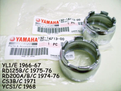 Yamaha YCS1 CS3 YL1 RD125 RD200 Exhaust Nut x2 OEM YG1 Muffler Pipe 132-14713-00 - Image 1 of 4