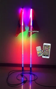 JHB Pair 3feet Remote APP Dream CHASING Flow Sandtoys Antenna LED Whips Lights - Picture 1 of 14