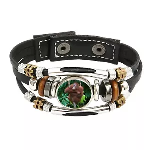 Orangutan Wildlife Brown Leather Bracelet And Velvet Gift Bag - Picture 1 of 4
