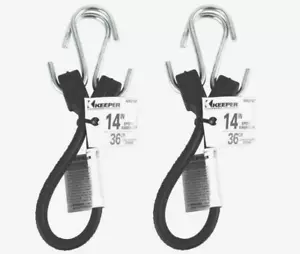 2 Keeper 14" TARP STRAP Black Natural Rubber Zinc S Hooks Strong Durable A06214Z - Picture 1 of 1