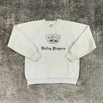 Vintage Valley Players Sweatshirt Mens Large Grey Raglan Sleeve Theater USA 90s - Image 1 of 4
