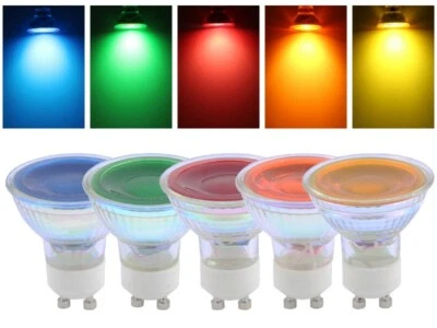 LED Strahler GU10 7W 36° 230V blau, rot, grün, gelb, orange Leuchtmittel  - Bild 1 von 4