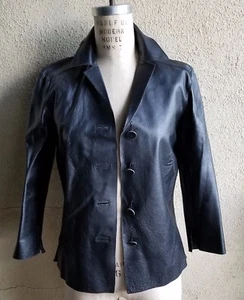 Chaqueta sin forro de cuero texturizado negra MAX STUDIO LEON MAX sin estructura talla S - Imagen 1 de 7