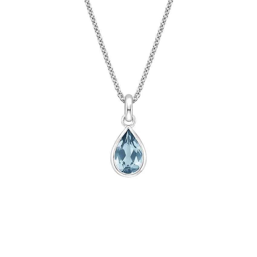 18k white gold plated necklace with Aquamarine Gemstone - Image 1 of 1