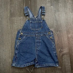 Faded Glory Boys Overalls Denim Medium Wash Blue Pockets Size 24 Months - Picture 1 of 5