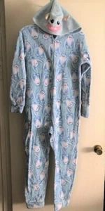 Justice Girls Pajamas Size 14/16 Abominable Snowman Hooded One Piece Footless - Picture 1 of 10