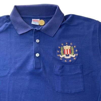 Vtg Men’s XL Golf Polo Waffle Knit Fidelity Bravery Integrity Embroidered USA Foto 1 de 4