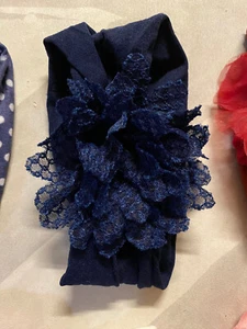Think Pink Baby Girl Hair Stretchy Headbands flowers YOU PICK various colors - Picture 1 of 21