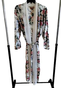 Vintage 80s Victorias Secret Gold Label Bath Robe Floral Belted Medium - Picture 1 of 11