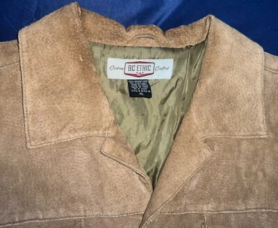 Chaqueta Camisa BC Ethic Para Hombre Cuero Gamuza Marrón Genuino Personalizada Artesanal XL Foto 1 de 4