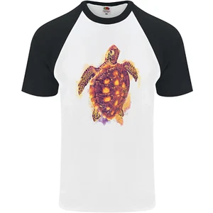 Una Maglietta Da Baseball S/S Per Uomo Con Tartaruga Acquerello - Picture 1 of 8