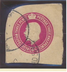 Great Britain Stamp, KGV Cut Square, Used, 4 1/2P Total Postage & Registration - Picture 1 of 1