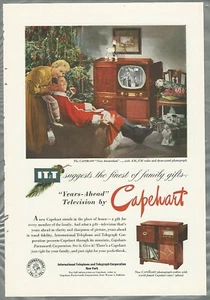 1950 CAPEHART TELEVISION advertisement, Dad as Santa Claus, TV set, IT&T - Foto 1 di 3