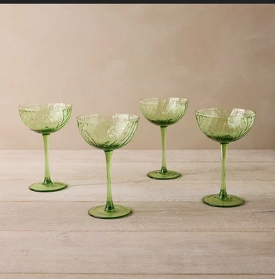 NIB  Set John Derian For Target Cocktail Coupe Glasses Green  2024 Thxgiving - Image 1 of 2