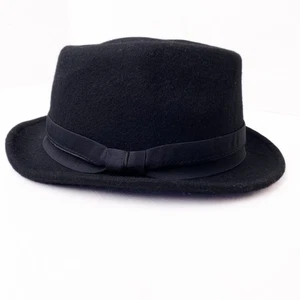 Nine West Black Wool Fedora Hat With Ribbon Accent - One Size - Picture 1 of 10