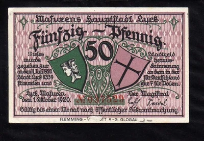LYCK   -   GERMANY NOTGELD  -   50 PFENNIG - Image 1 of 2