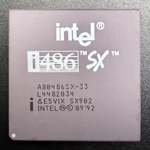 Intel A80486SX-33 CPU SX902 33MHz 5V PGA168 x86 486 Processor Blackback - Picture 1 of 2