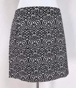 J. Crew Skirt Size 6 A-Line Navy Blue White Geometric Cotton Stretch Pockets New - Imagen 1 de 4