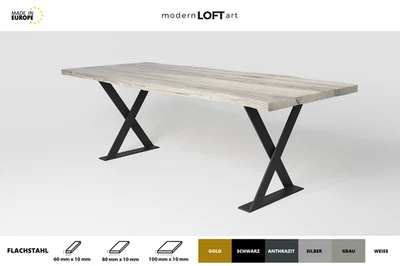 2x TISCHBEINE TISCHGESTELL TISCHKUFEN METALL STAHL TISCHFÜßE INDUSTRIAL TISCH X1 - Bild 1 von 4