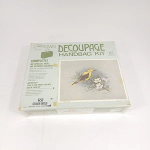 Vtg General Crafts 651 Golden Oriole Crown Decoupage Handbag Kit New Sealed - Picture 1 of 6