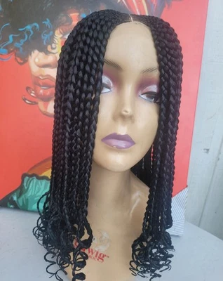36in  Lace Front Cornrow Braided Wig with Single Braids Back. Handmade Braid Wig - Image 1 of 4