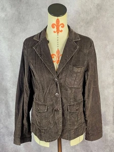 VTG Talbots Womens 10 Brown Corduroy Casual Blazer Jacket Elbow Patches Stretch - Picture 1 of 11