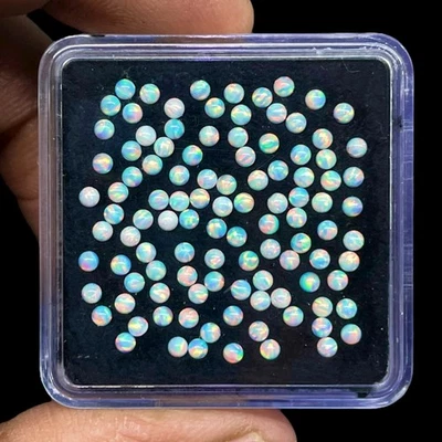 40 Pcs Australian Opal 2mm Round Cabochon AAA Quality Lab Created Gemstones Lot - Image 1 of 4