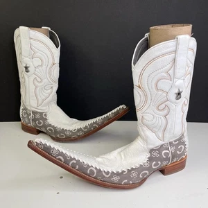 Los Altos spitz zulaufende Cowboystiefel echtes Straußenleder Herren 7 EE Western - Bild 1 von 20
