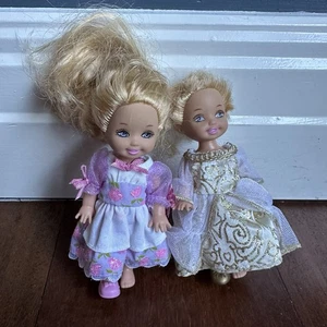 2 x Shelly Cinderella Barbie Mini Dolls Pink Dress Wedding Gold Dress Rare - Picture 1 of 8
