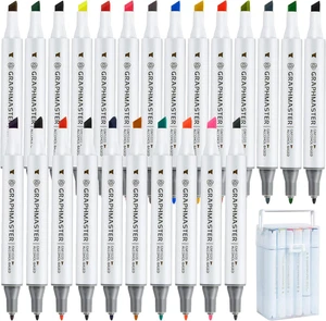 24pc Dual Tip Leather Dye Marker Pen – Touch-Up & Repair Kit, 24 Colors - Picture 1 of 12