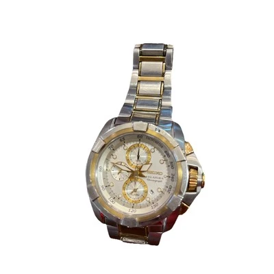 Reloj Seiko Velatura Alarma Cronógrafo Hombre Zafiro y S/S Dos Tonos SNAA92P1 Foto 1 de 4
