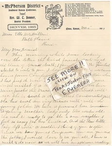 1904 Reverendo W T Danner Emma Grace Chase Seward Kansas Liga Epworth McPherson - Imagen 1 de 3