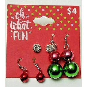 3 different pair of Christmas Holiday Ear Rings Ornaments Oh What FUN - Picture 1 of 2