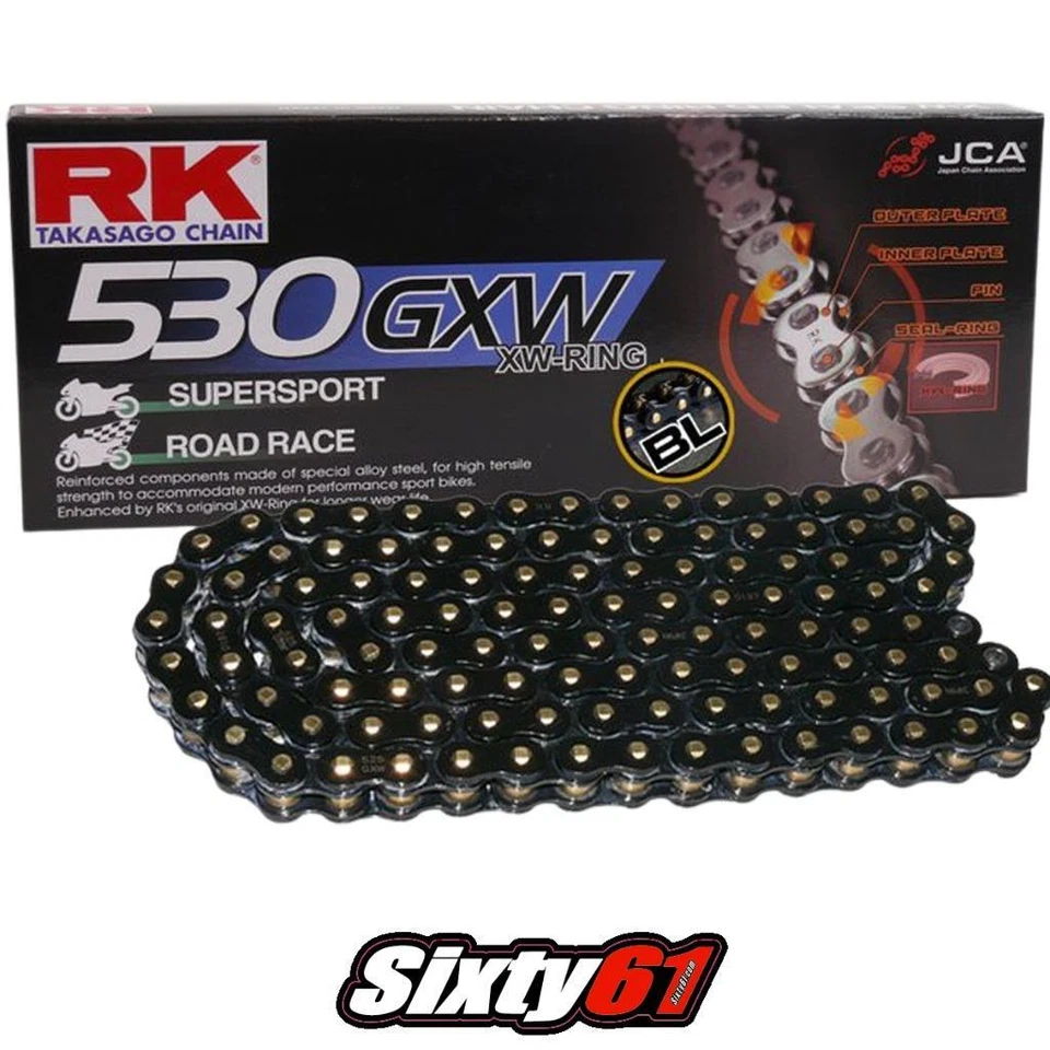 Suzuki Hayabusa Black RK Chain GXW 150 Link-530 XW-Ring for Swingarm Extension - Image 1 of 1
