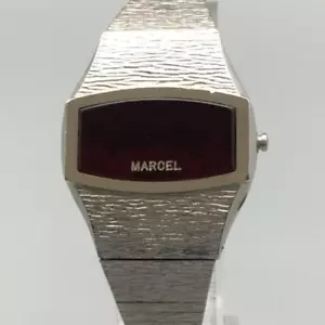 Vintage Marcel LED Watch Women 26mm Silver Tone BROKEN FOR PATS REPAIR - Picture 1 of 15