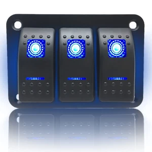 12V20A 3 Gang 5PIN Laser Rocker Switch Panel Kit Car Truck Boat BLUE LED Button - Bild 1 von 6