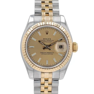 ROLEX DATEJUST LADIES WATCH 179173 TWOTONE CHAMPAGNE INDEX JUBILEE BAND 26MM - Picture 1 of 11