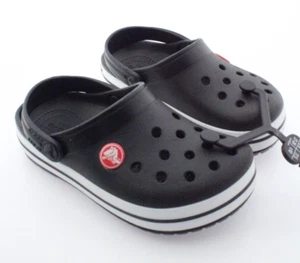 NEW - Crocs Kids CLASSIC Black/White ICONIC Comfort CLOG / SANDALS - C10 - Picture 1 of 6